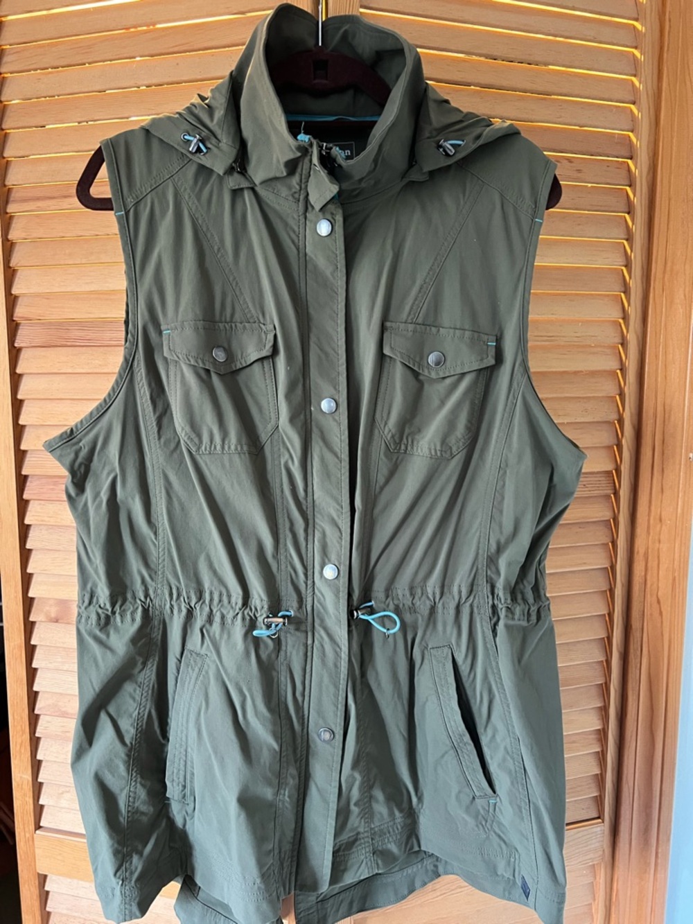 L.L. Bean Olive Green Hooded Utility Vest